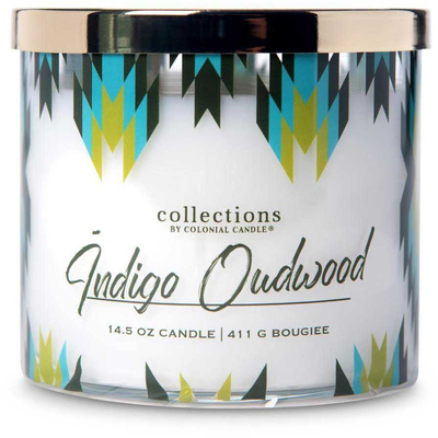 Colonial Candle Desert Collection sojų kvapioji žvakė stiklinėje 3 dagčiai 14,5 uncijos 411 g – Indigo Oudwood