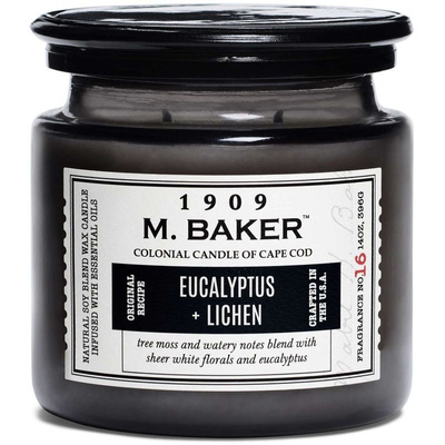 Colonial Candle M Baker grande bougie parfumée au soja pot d'apothicaire 14 oz 396 g - Eucalyptus Lichen