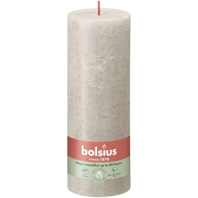 Bolsius rustic trunk candle post Rustic Shine 190/68 mm 19 cm - Sandy Gray