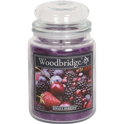 Grande bougie parfumée dans un pot en verre à deux mèches Sweet Berries Woodbridge Candle 565 g