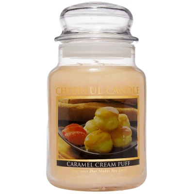 Grote geurkaars in glas caramel puffs Caramel Cream Puff Cheerful Candle 680 g