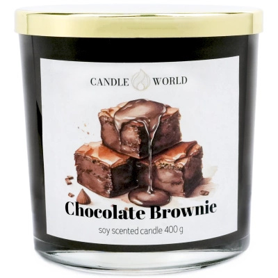 Candle World sojų kvapioji žvakė stiklas Chocolate Brownie Šokoladas 400 g