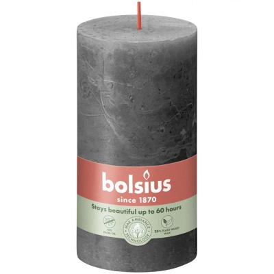 Bolsius rustikální kmenová svíčka Rustic Shine 130/68 mm 13 cm - Stormy Gray