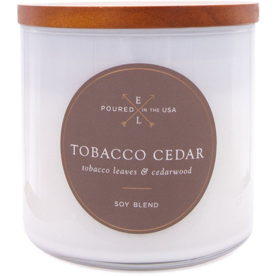 Sojų kvapo žvakė su medine dagtimi 368 g Colonial Candle - Tabako Kedras