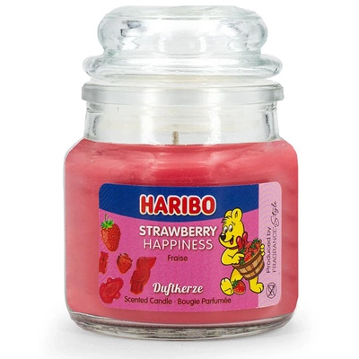 Haribo scented candle in glass jar -	Strawberry Happiness