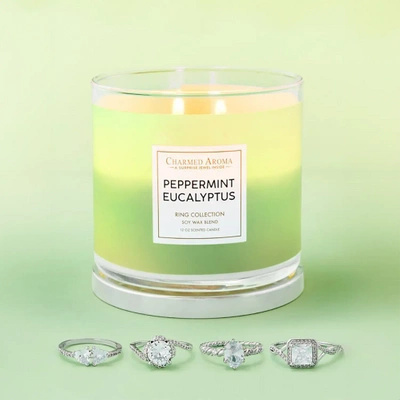 Charmed Aroma świeca z biżuterią 12 oz 340 g pierścionek - Peppermint Eucalyptus