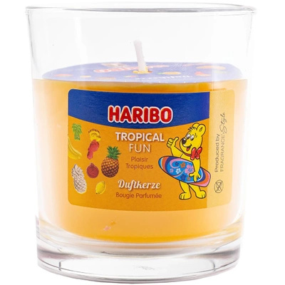 Vonná svíčka ve skle tropické želé fazole Haribo Tropical Fun 135 g