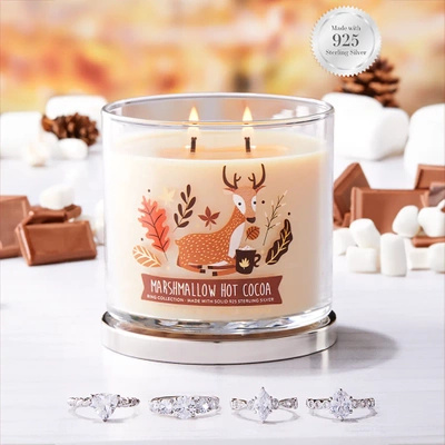 Charmed Aroma świeca z biżuterią 12 oz 340 g pierścionek - Marshmallow Hot Cocoa