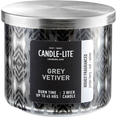 Vonná svíčka přírodní se 3 knoty - Grey Vetiver Candle-lite