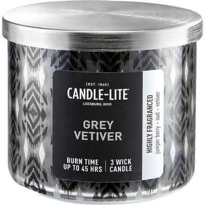 Ароматическая свеча натуральная с тремя фитилями - Grey Vetiver Candle-lite