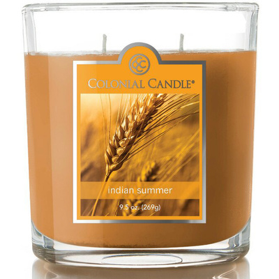 Bougie de soja parfumée en verre ovale 2 mèches gingembre vanille Indian Summer Colonial Candle 269 g