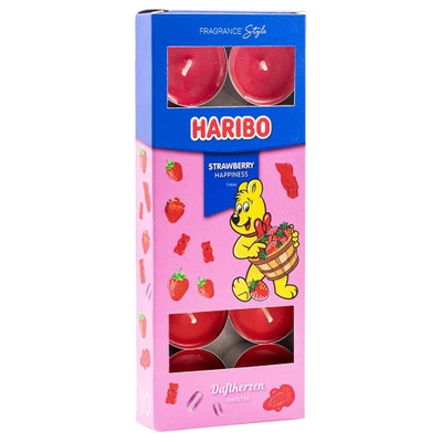 Haribo lumini profumati in scatola Strawberry Happiness caramelle gommose alla fragola 10 pz