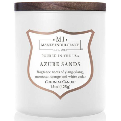 Soja geurkaars voor heren houten lont Colonial Candle - Azure Sands