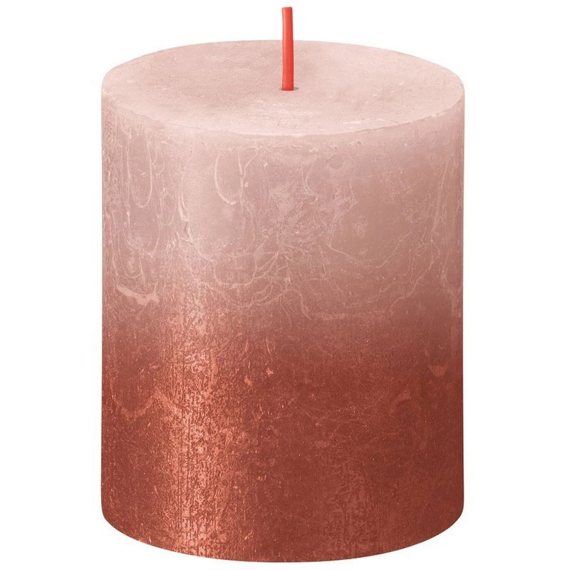 Bolsius Rustic Sunset pillar solid unscented candle metallic 13 cm 130/68  mm - Misty Pink Amber