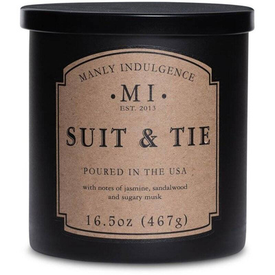 Bougie parfumée au soja pour homme en verre noir avec couvercle Suit & Tie Colonial Candle 467 g