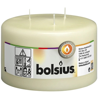 Bolsius Pilar Tronco Vela maciza tres mechas 100/150 mm - Crema