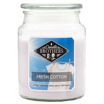 Grande bougie parfumée en coton dans un verre Fresh Cotton Candle Brothers 510 g