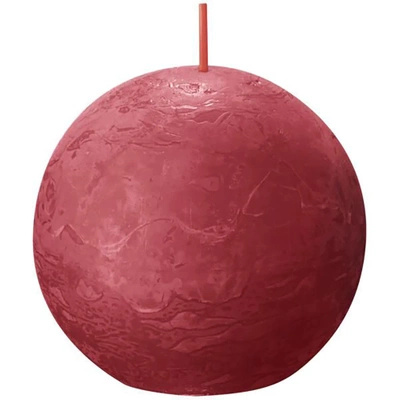 Bolsius rustic round ball solid candle Rustic Shine 76 mm - Delicate Red Delicate Red