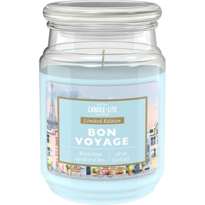 Duża błękitna świeca zapachowa w szkle Bon Voyage Candle-lite 510 g