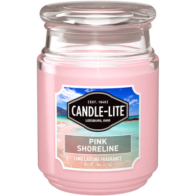 Duża różowa świeca zapachowa w szkle Pink Shoreline Candle-lite 510 g