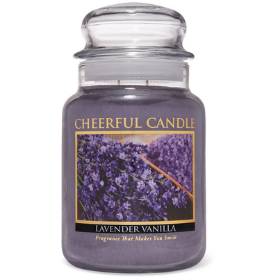 Cheerful Candle vela perfumada grande en tarro de cristal 2 mechas 24 oz 680 g - Lavanda Vainilla