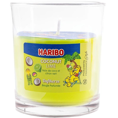 Haribo bougie parfumée en verre gélifiés noix de coco citron vert Coconut Lime 135 g