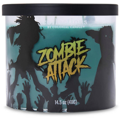 Grande bougie de soja parfumée en verre 3 mèches Halloween de la collection Haunted 14.5 oz 411 g - Zombie Attack