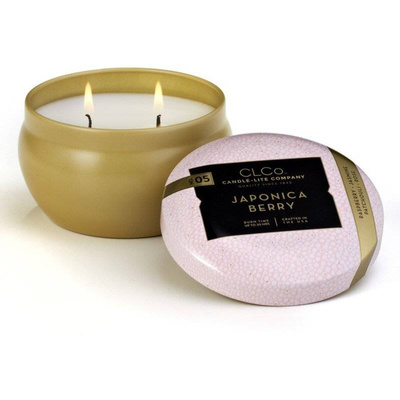 Bougie parfumée dans une boîte en métal avec deux mèches Japonica Berry Candle-lite 177 g