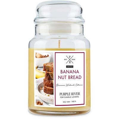 Duża sojowa świeca zapachowa w szkle chlebek bananowy Banana Nut Bread Purple River 623 g