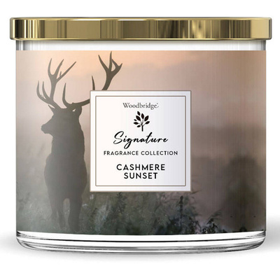 Woodbridge Signature Collection duża świeca zapachowa w szkle 3 knoty 410 g - Cashmere Sunset