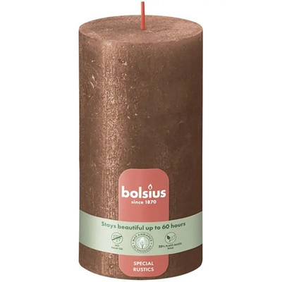 Bolsius Rustic Shimmer trunk solid candle rustic metallized unscented 13 cm 130/68 mm - Copper Copper