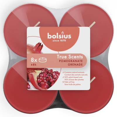 Bolsius True Scents kvepalų šildytuvai maxi polikarbonato 6 cm raudoni 8 vnt. - Granatas Granatas