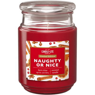 Grande bougie parfumée de Noël en verre Naughty Or Nice Candle-lite 510 g