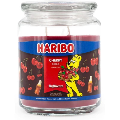 Haribo duża świeca zapachowa w szkle Cherry Cola wiśniowe żelki 510 g