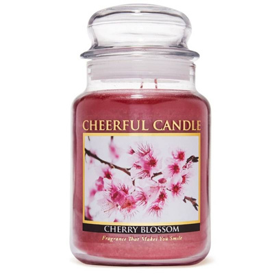 Cheerful Candle didelė kvapioji žvakė stikliniame indelyje 2 dagčiai 24 uncijos 680 g - Vyšnių žiedai