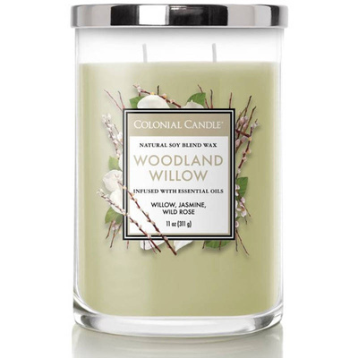 Soja geurkaars met essentiële oliën Woodland Willow Colonial Candle