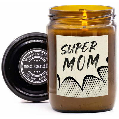 Bougie de soja parfumée Super Mama Cadeau pour Maman Mad Candle 360 ​​g