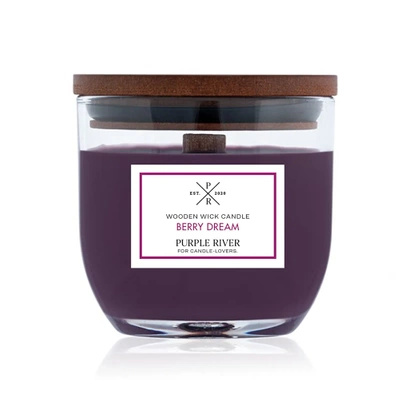 Bougie parfumée en verre avec mèche en bois myrtille Berry Dream 85 g Purple River