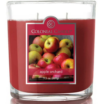 Candela profumata di soia alla mela in vetro ovale 2 stoppini Apple Orchard Colonial Candle 269 g