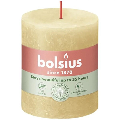 Bolsius rustikaler Baumstamm-Kerzenständer Rustic Shine 80/68 mm - Haferflockenbeige