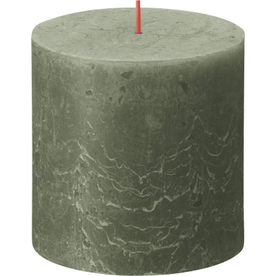 Bolsius rustic trunk candle post Rustic Shine 100/100 mm 10 cm - Fresh Olive Green