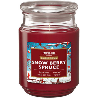 Grande bougie parfumée de Noël en verre Snow Berry Spruce Candle-lite 510 g