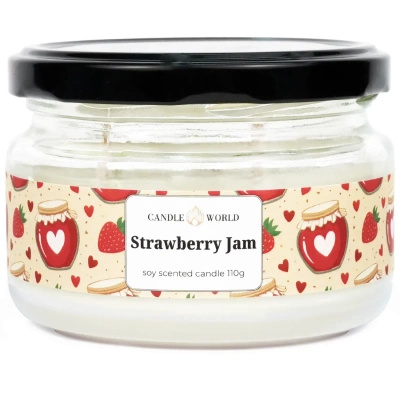Candle World sojos kvapo žvakės indelis Strawberry Jam 110 g Braškių