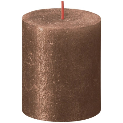 Bolsius Rustic Shimmer Stamm Kerze rustikal metallisiert unparfümiert 8 cm 80/68 mm - Copper Copper