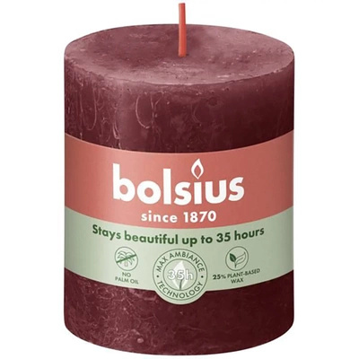 Bolsius solid trunk candle rustic post Rustic Shine 80/68 mm 8 cm - Velvet Red Velvet Red