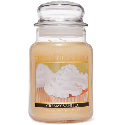 Cheerful Candle vela perfumada grande en tarro de cristal 2 mechas 24 oz 680 g - Vainilla Cremosa