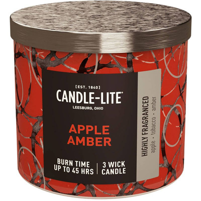 Vela perfumada natural 3 mechas manzana tabaco - Apple Amber Candle-lite