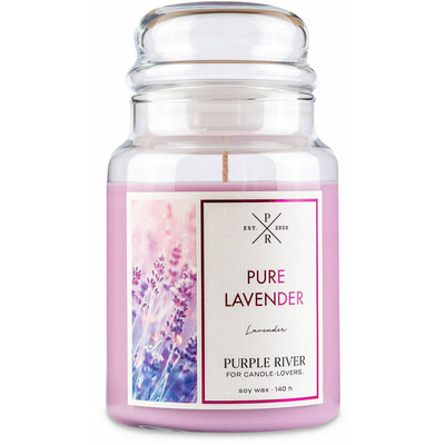 Duża sojowa świeca zapachowa w szkle lawendowa Pure Lavender Purple River 623 g