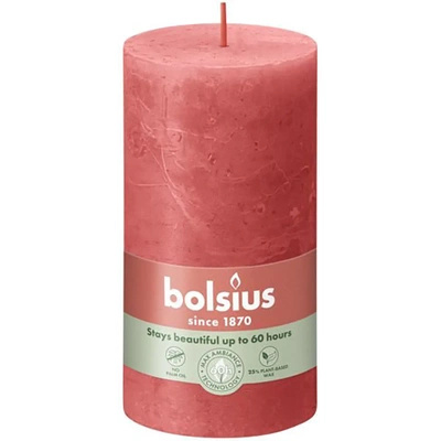 Bolsius pilier de bougie tronc rustique Rustic Shine 130/68 mm 13 cm - Rose fleuri