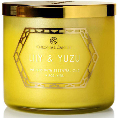 Colonial Candle Luxe Sojabohnenduftkerze im Glas 3 Dochte 14,5 oz 411 g - Lily & Yuzu